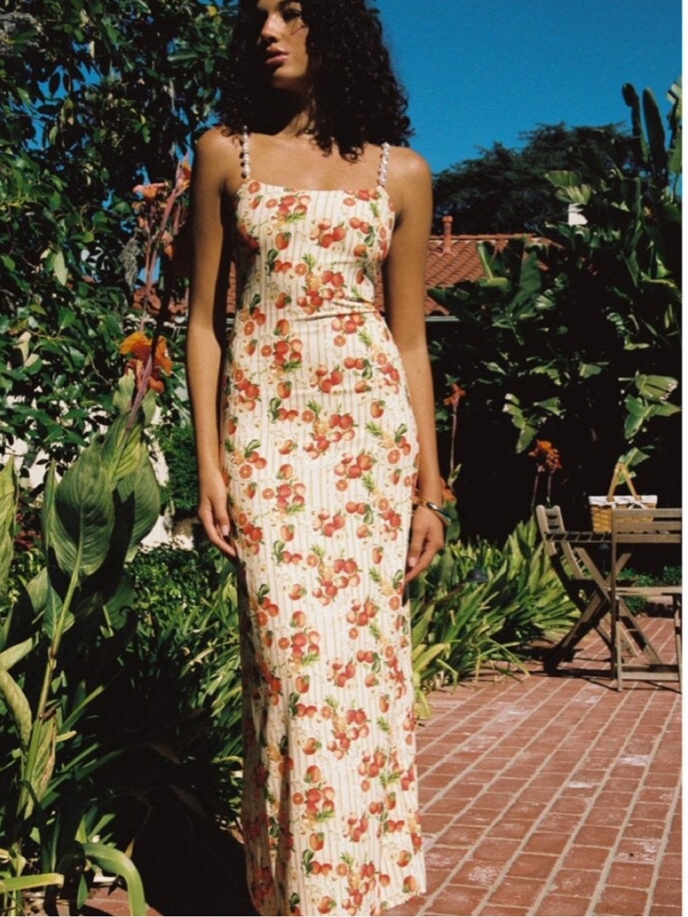 La Porte Melrose Maxi Dress in Italian Orange Print